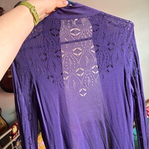 Dressbarn shrug, purple with crochet details